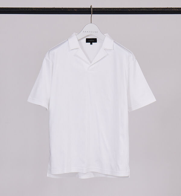 ABAHOUSE「【コンパクトスーピマ】スムース スキッパー ポロシャツ」|ポロシャツ|ホワイト