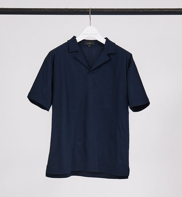 ABAHOUSE「【コンパクトスーピマ】スムース スキッパー ポロシャツ」|ポロシャツ|ダークネイビー