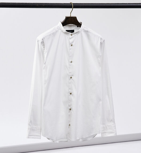 ABAHOUSE「【SUPER GUM】バンドカラー ブロードシャツ」|シャツ・ブラウス|ホワイト