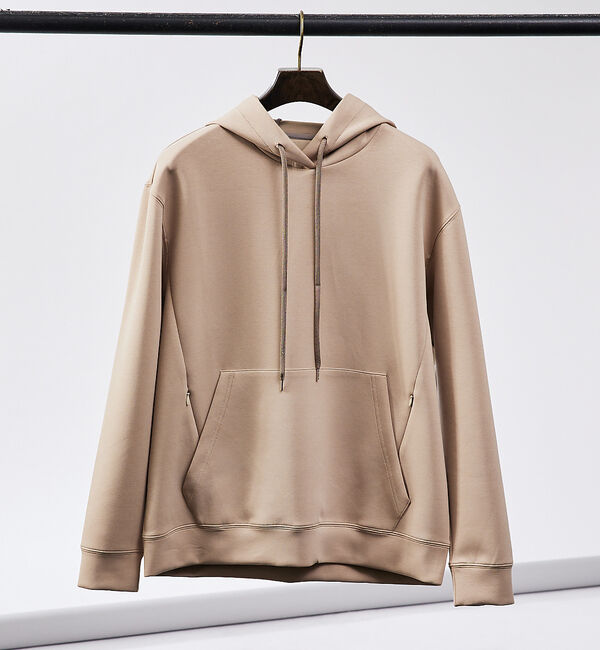 ABAHOUSE「【バックプリーツ】スムースジャージー フーディ」|パーカー|ベージュ
