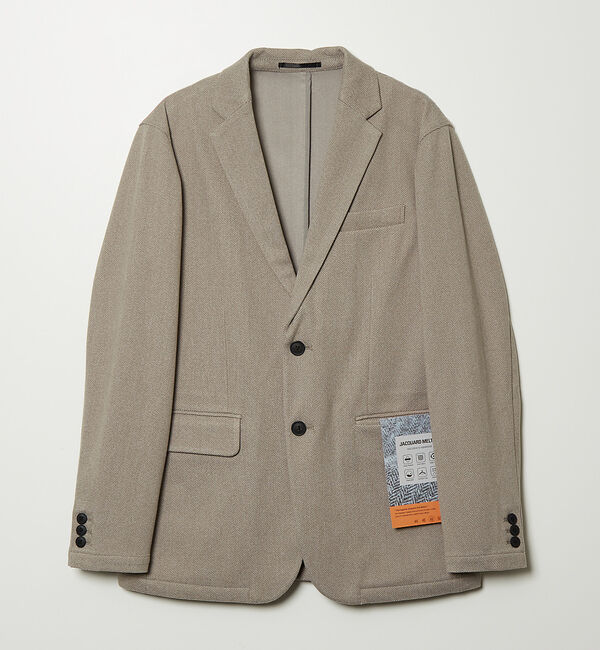 ABAHOUSE「【秋冬生地/セットアップ対応】ヘリンボーン柄 ニット ジャケット」|テーラードジャケット|グレージュ