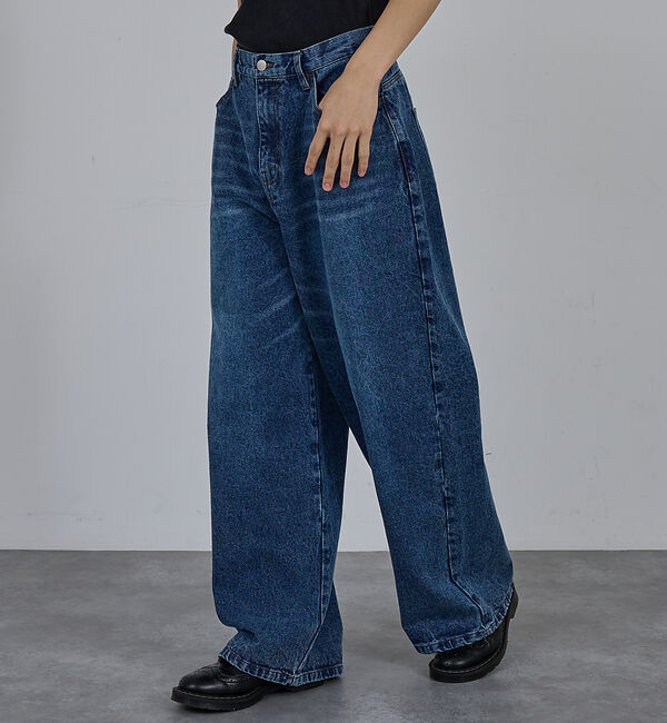 ABAHOUSE「【AH ABAHOUSE】ブラスト ワイドバギー デニムパンツ / セットアップ」|デニム|