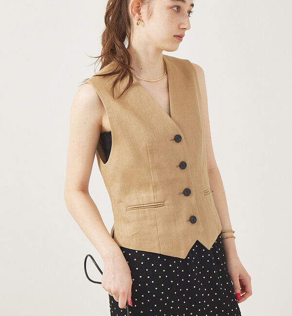 Rouge vif「【セットアップ対応】セットアップテーラードベスト」|ベスト・ジレ|ベージュ