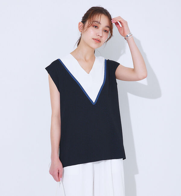 Rouge vif「Ｖネックニットベスト」|ベスト・ジレ|