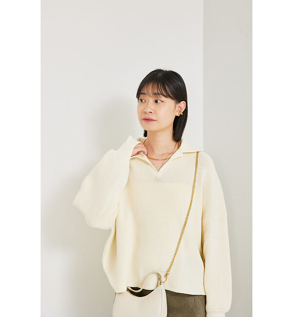 Rouge vif「衿付片畦ニットプルオーバー」|ニット・セーター|