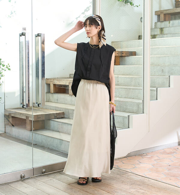 Rouge vif「タック入りノースリーブカットソーブラウス」|シャツ・ブラウス|