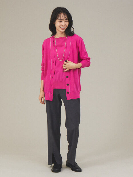 qualite「《アンサンブル対応》ウールハイゲージニットカーデ」|カーディガン|