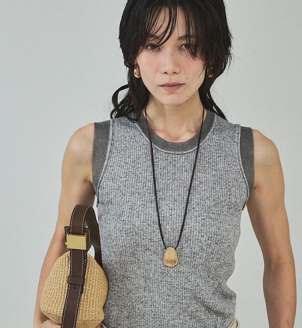 qualite「シアーミックスリブノースリーブ」|キャミソール|