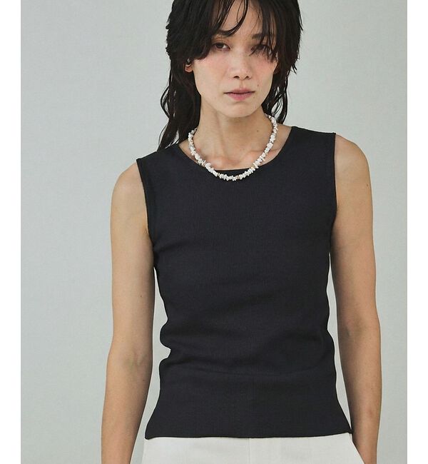 qualite「【前後2WAY】2WAYスクエアノースリーブニット」|キャミソール|ブラック