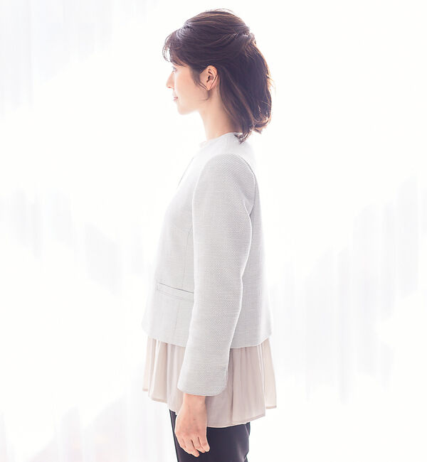 abahouse mavie「綾おりツイードジャケット」|ノーカラージャケット|