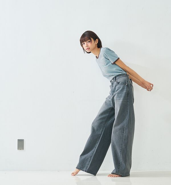 abahouse mavie「【GISELe 4月号掲載】ウォッシュドバレルジーンズ/大人カジュアル/カーブパ」|デニム|