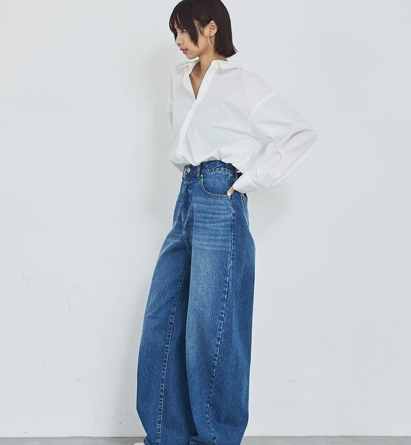 abahouse mavie「【GISELe 4月号掲載】ウォッシュドバレルジーンズ/大人カジュアル/カーブパ」|デニム|
