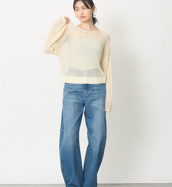 abahouse mavie「【メッシュ編み】シアーニットプルオーバー/春服/夏服/レイヤード/長袖/リネンラ」|ニット・セーター|