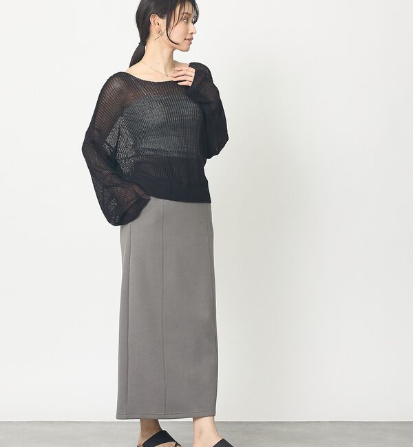 abahouse mavie「【メッシュ編み】シアーニットプルオーバー/春服/夏服/レイヤード/長袖/リネンラ」|ニット・セーター|