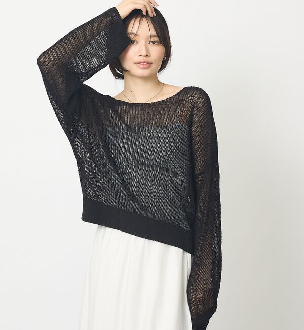 abahouse mavie「【メッシュ編み】シアーニットプルオーバー/春服/夏服/レイヤード/長袖/リネンラ」|ニット・セーター|