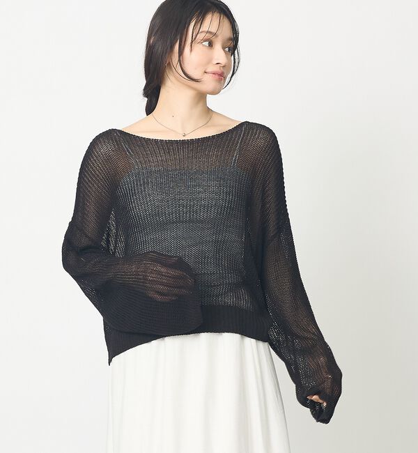 abahouse mavie「【メッシュ編み】シアーニットプルオーバー/春服/夏服/レイヤード/長袖/リネンラ」|ニット・セーター|
