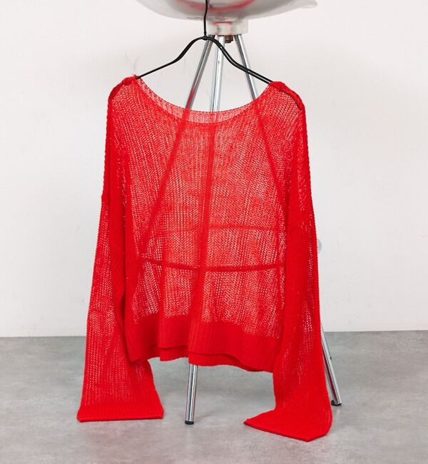 abahouse mavie「【メッシュ編み】シアーニットプルオーバー/春服/夏服/レイヤード/長袖/リネンラ」|ニット・セーター|