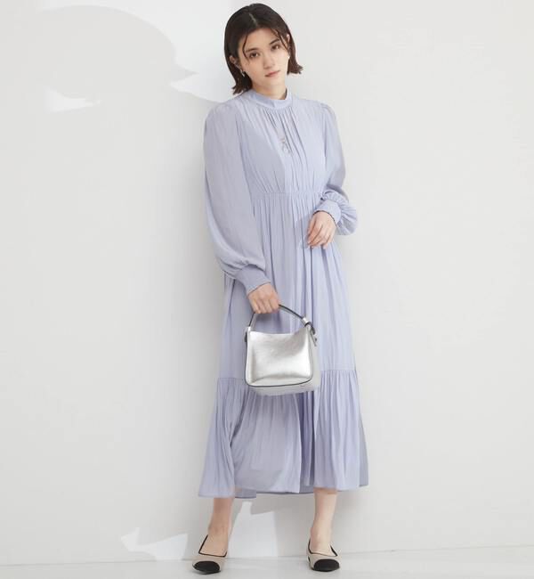 TIARA「ハイネックギャザーワンピース」|ワンピース|サックス