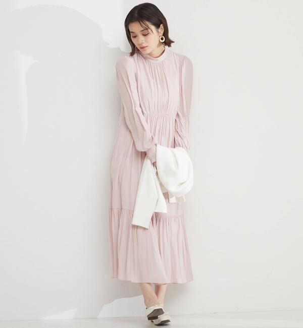 TIARA「ハイネックギャザーワンピース」|ワンピース|ピンク