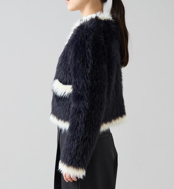 TIARA「フェザーバイカラーニットジャケット」|カーディガン|