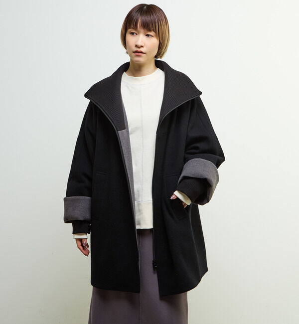 SOFFITTO「【nota della mano sinistra（ノータ デラ マノ シニストラ）】ドルマンファスナーハイネックコート」|その他|ブラック