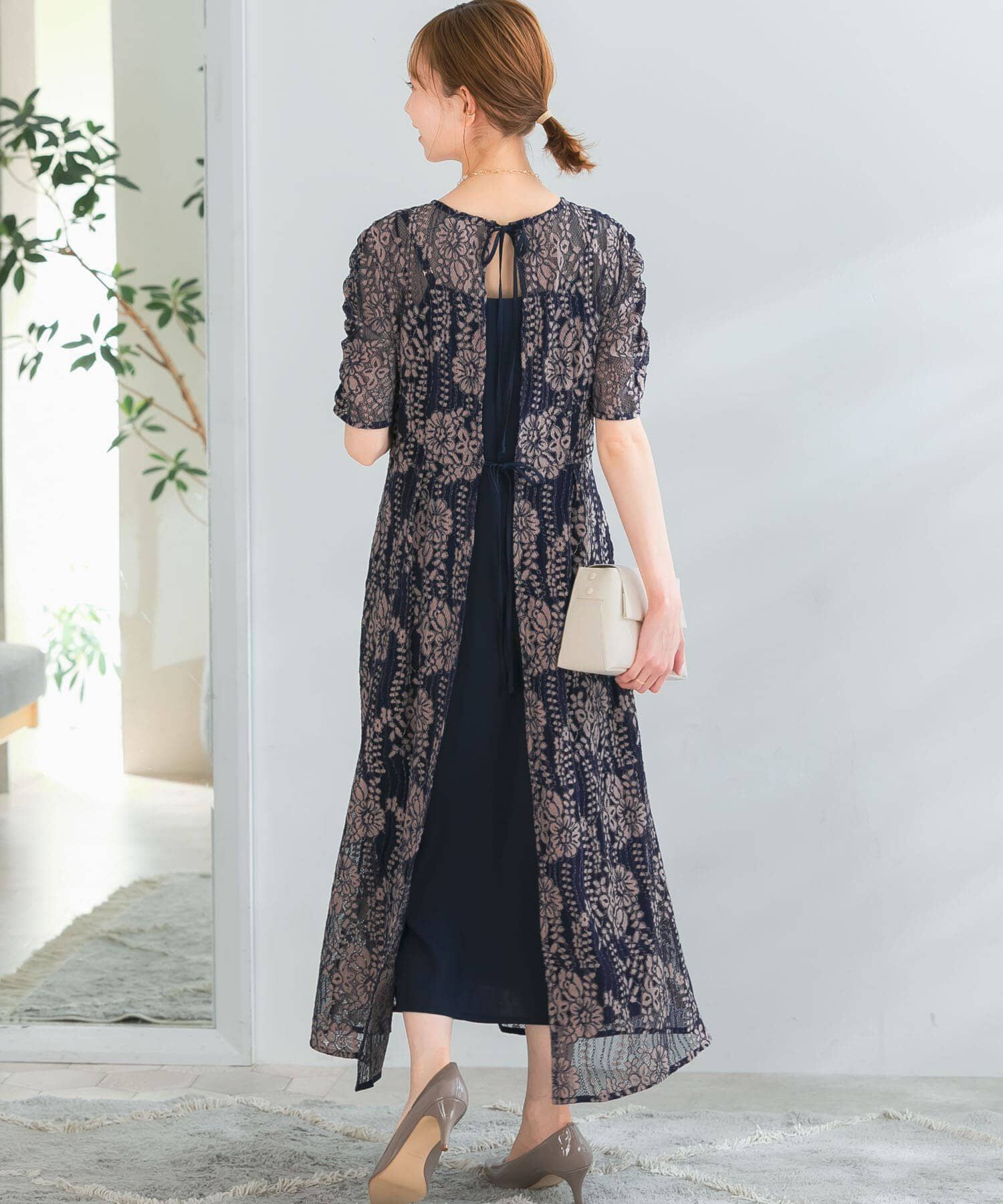 URBAN RESEARCH ROSSO「kaene　配色レースエプロンドレス」|ワンピース|