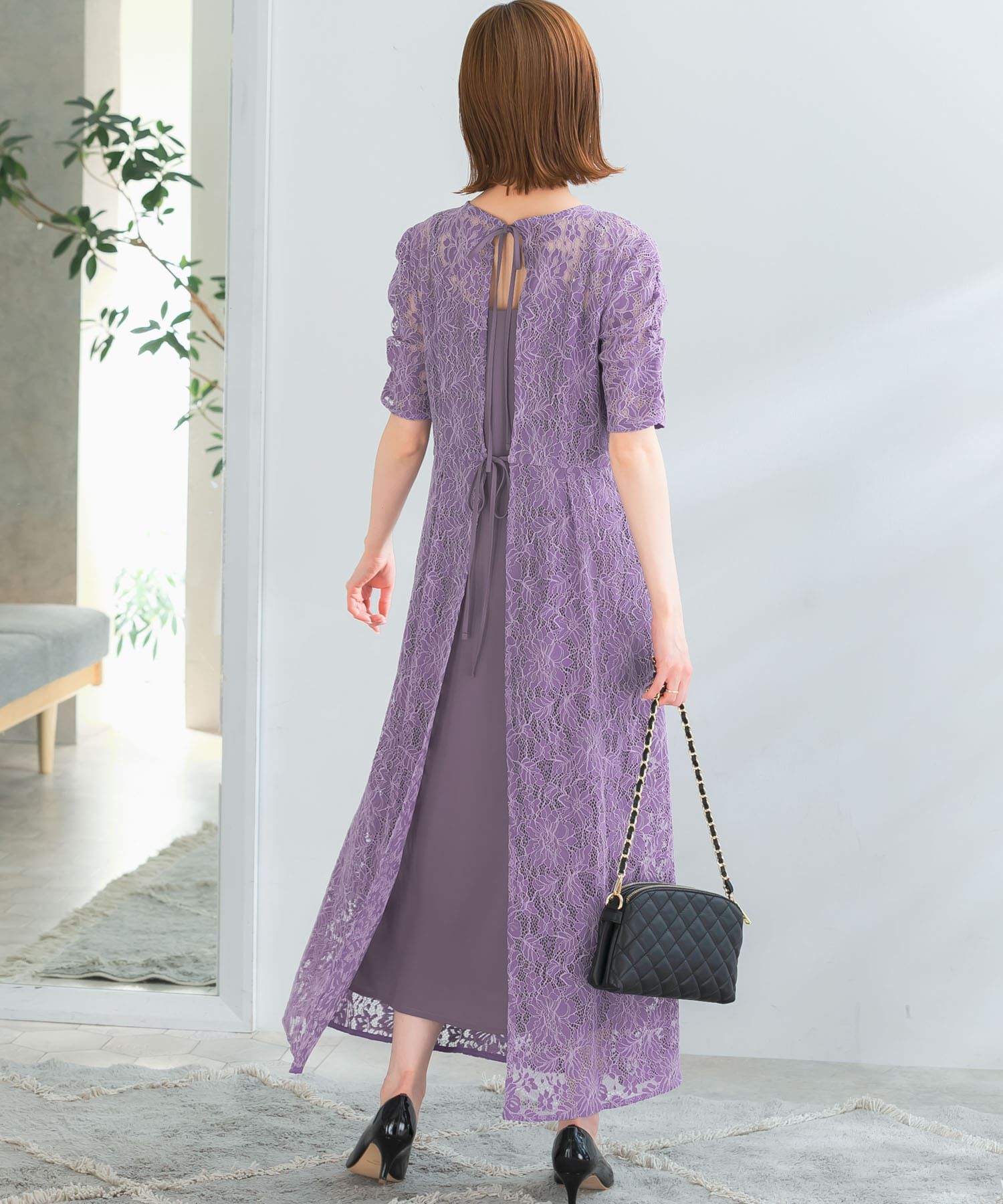 URBAN RESEARCH ROSSO「kaene　配色レースエプロンドレス」|ワンピース|