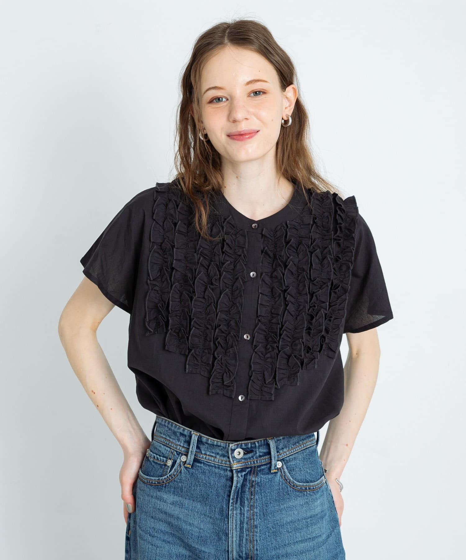 Sonny Label 「エアリーコットンフリルフレンチシャツブラウス」|シャツ・ブラウス|