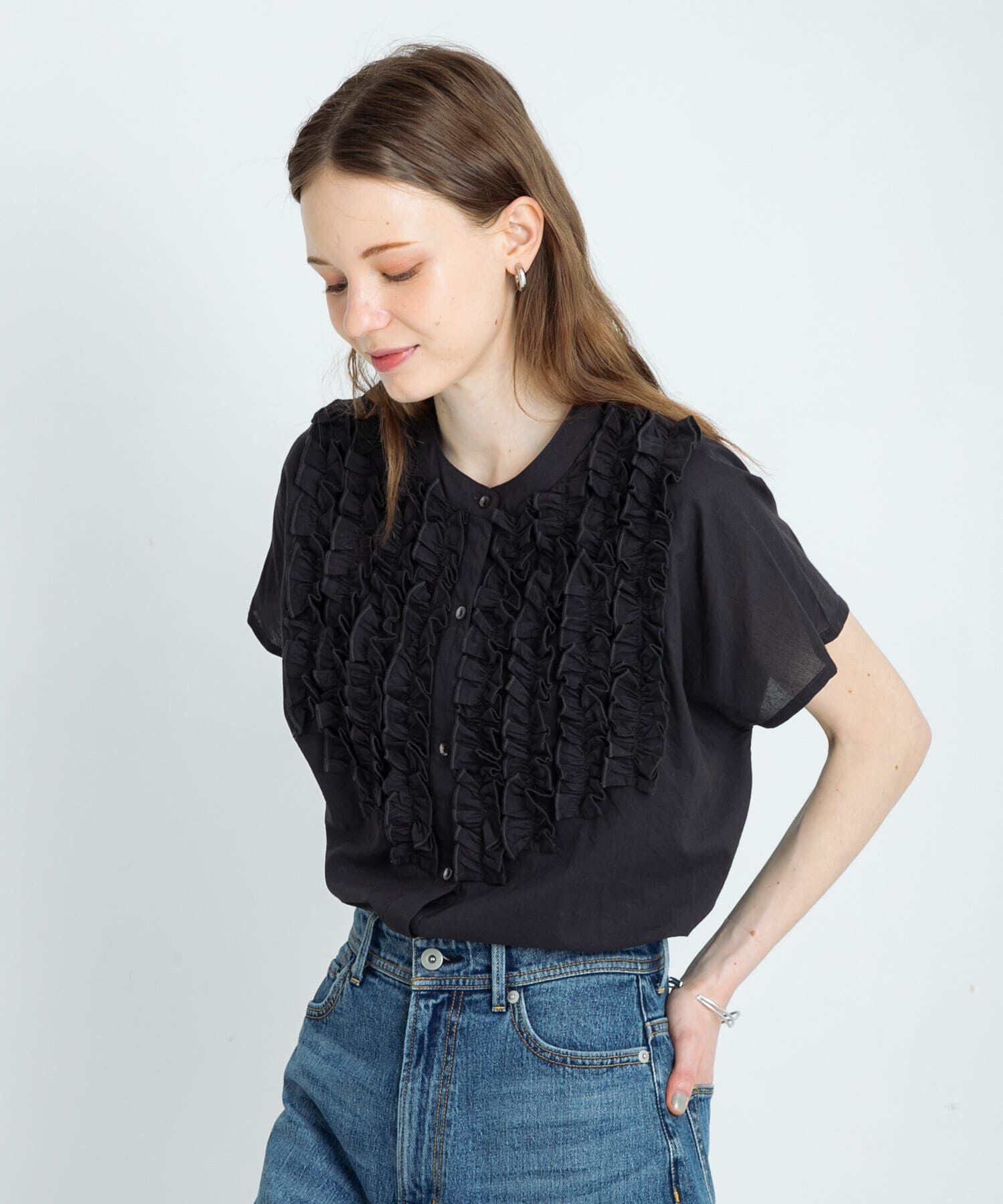 Sonny Label 「エアリーコットンフリルフレンチシャツブラウス」|シャツ・ブラウス|