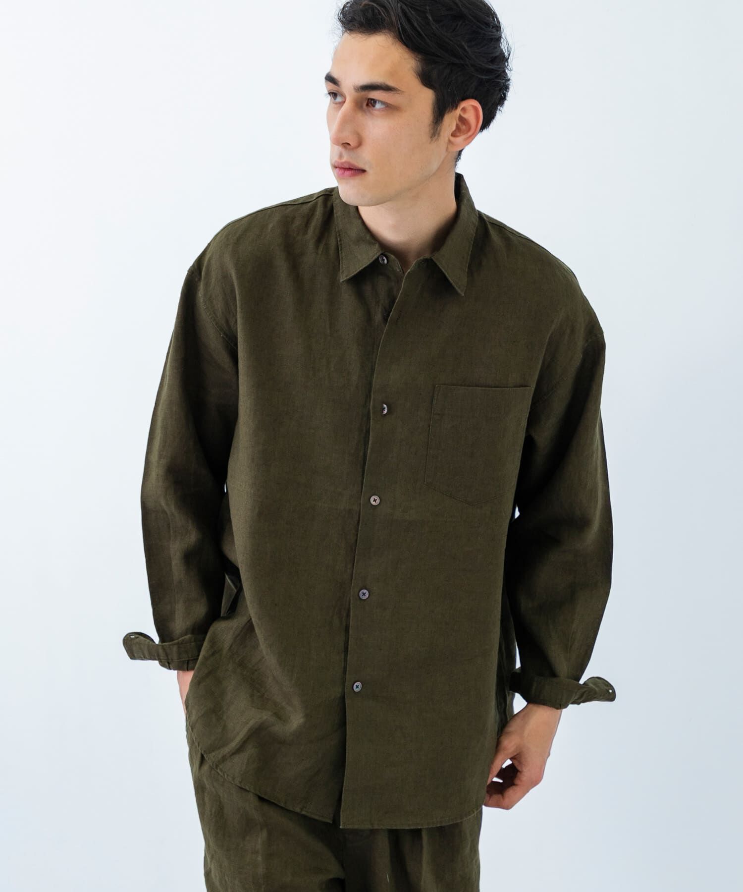 URBAN RESEARCH「LINEN LONG-SLEEVE SHIRTS」|シャツ・ブラウス|カーキ