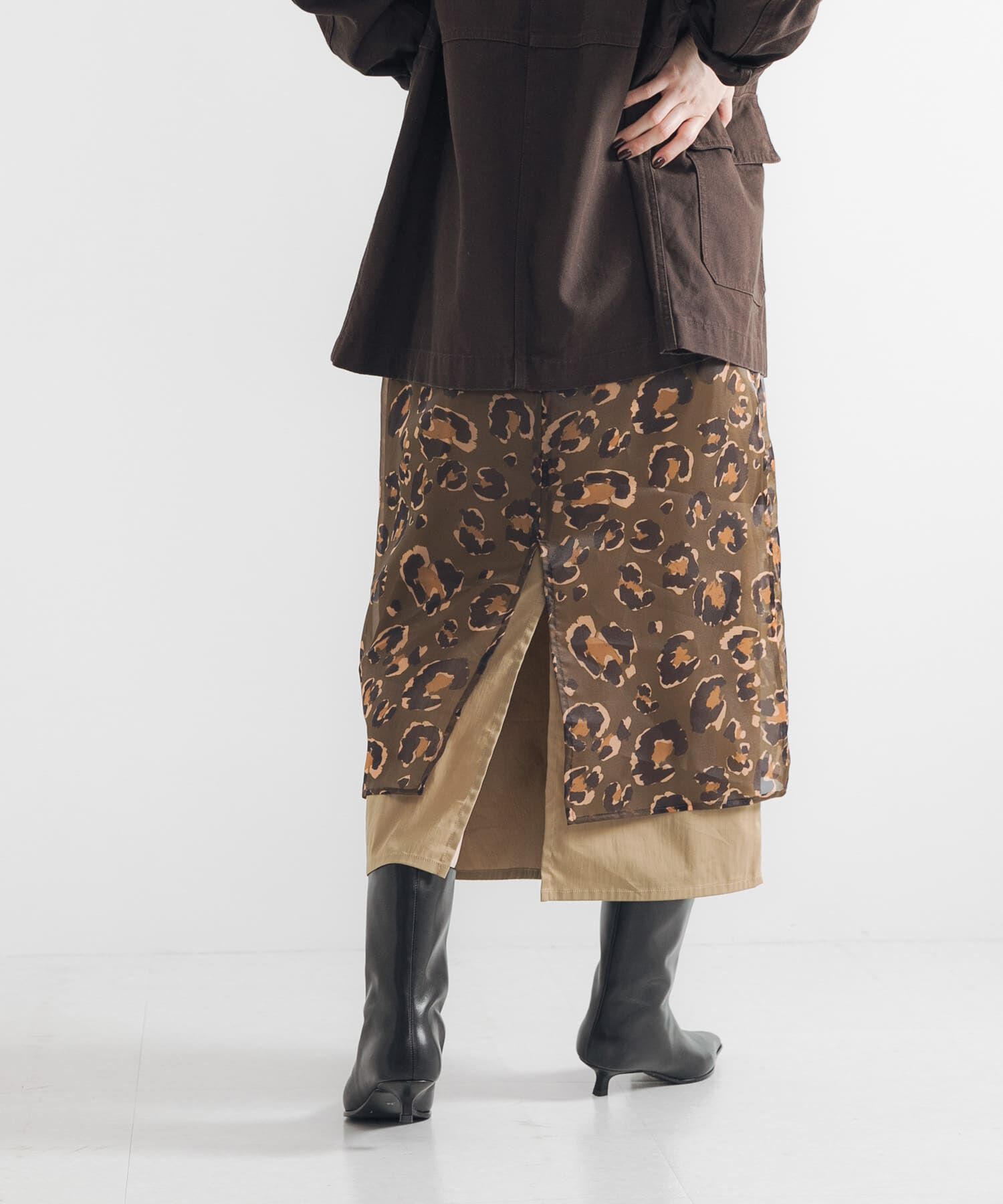 URBAN RESEARCH「レオパードプリントレイヤードスカート」|スカート|