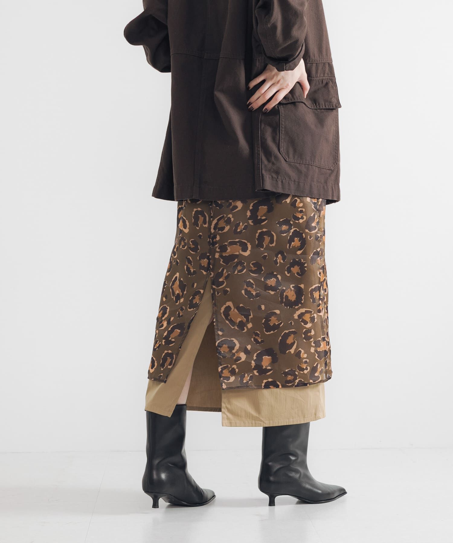 URBAN RESEARCH「レオパードプリントレイヤードスカート」|スカート|