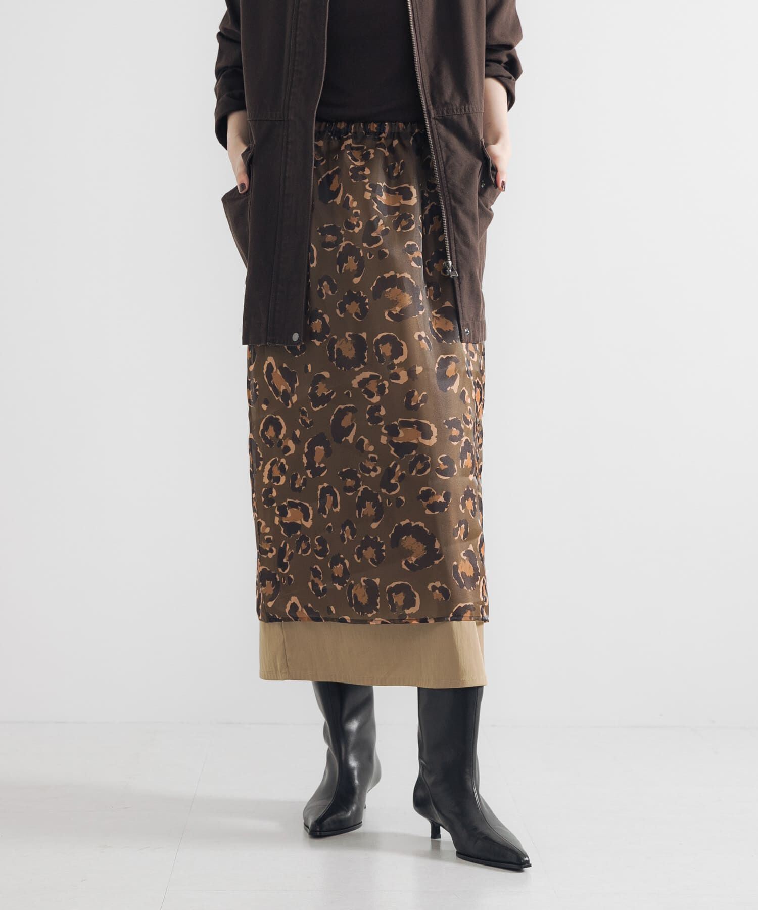 URBAN RESEARCH「レオパードプリントレイヤードスカート」|スカート|