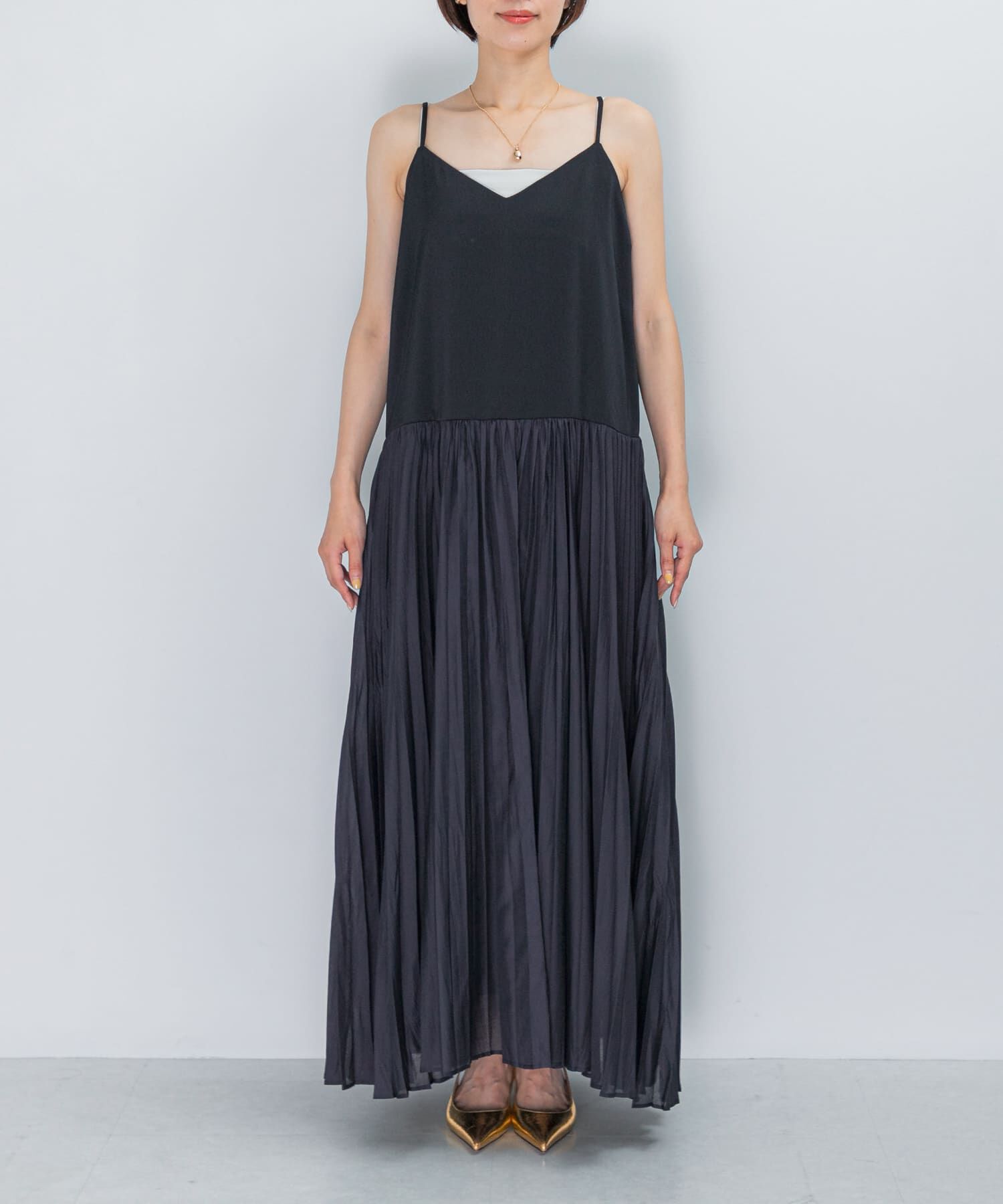 URBAN RESEARCH ROSSO「プリーツドッキング2WAYキャミワンピース」|ワンピース|