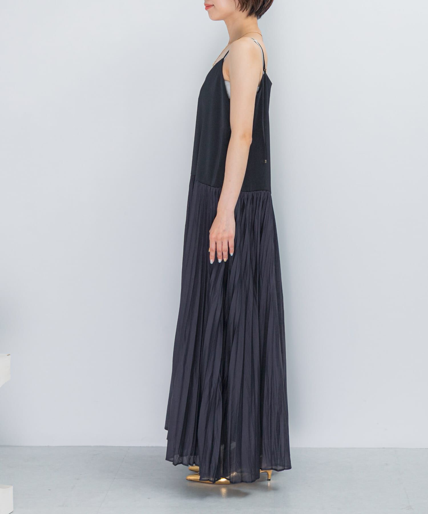 URBAN RESEARCH ROSSO「プリーツドッキング2WAYキャミワンピース」|ワンピース|