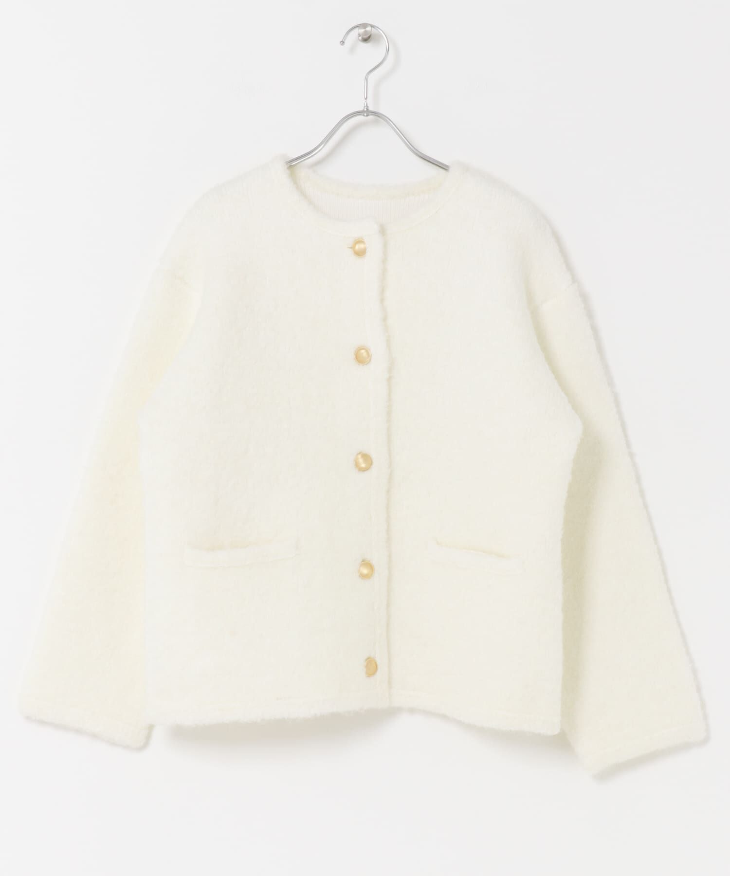 URBAN RESEARCH ROSSO「『WEB/一部店舗限定』ウール混ブークレニットジャケット」|ノーカラーコート|