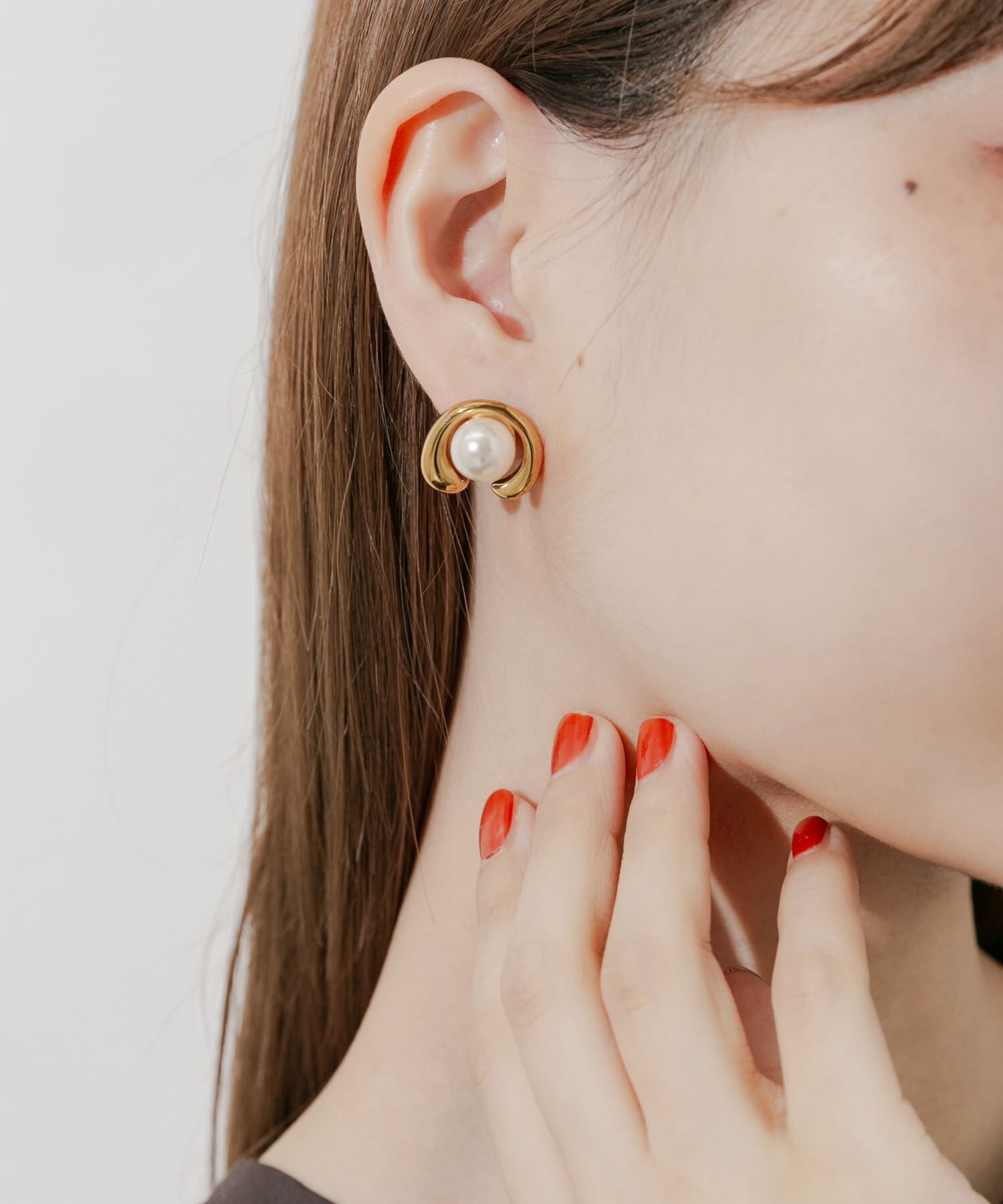 SMELLY「ステンレスオープンラウンドパールピアス」|ピアス|