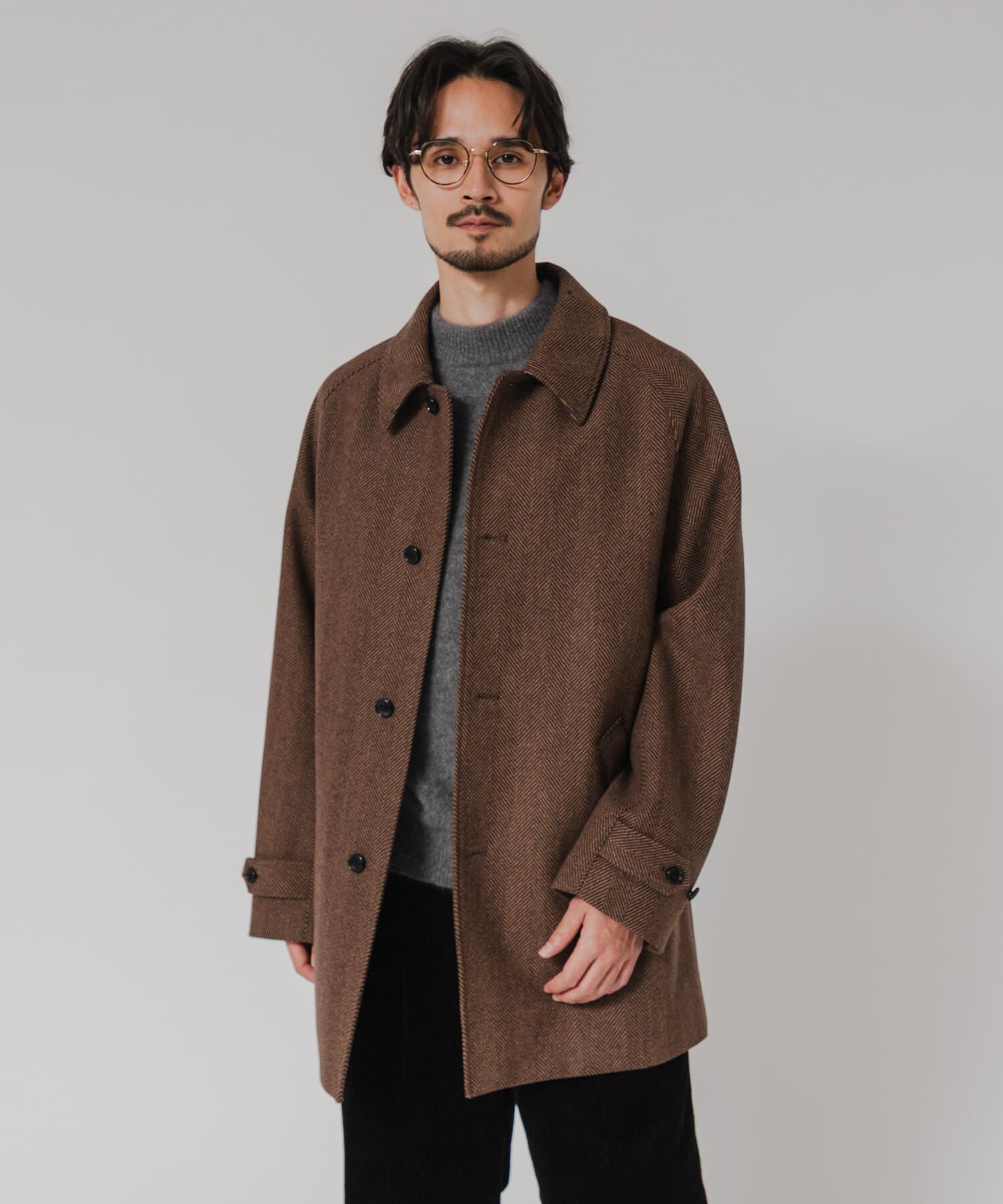URBAN RESEARCH「WINDPROOF TWEED HALF COAT」|ノーカラーコート|