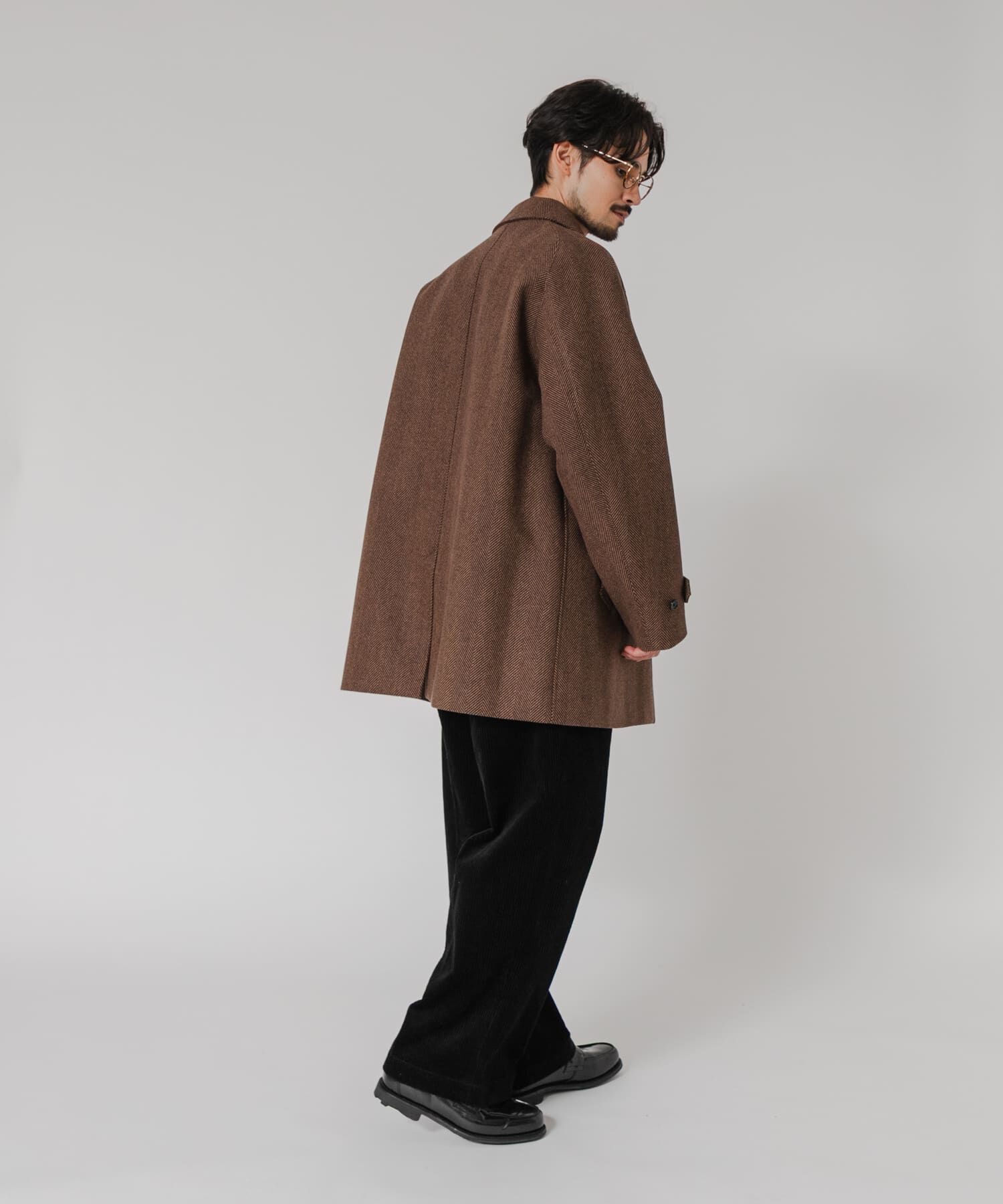 URBAN RESEARCH「WINDPROOF TWEED HALF COAT」|ノーカラーコート|