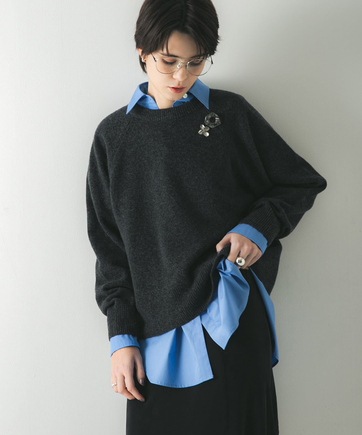 URBAN RESEARCH「カシミヤ強縮クルーネックニット」|ニット・セーター|