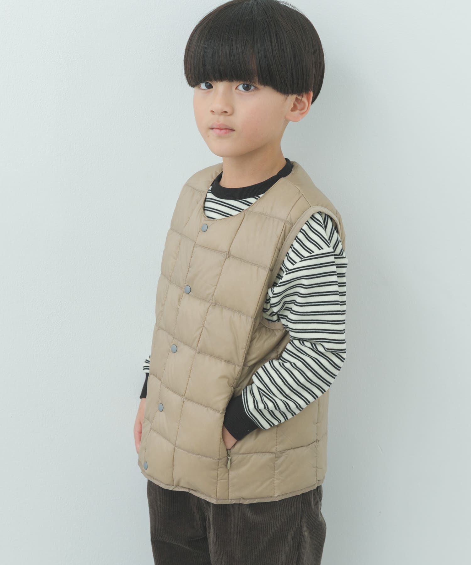 URBAN RESEARCH DOORS「TAION　CREWNECK BUTTON DOWN VEST(KIDS)」|その他|ライトベージュ