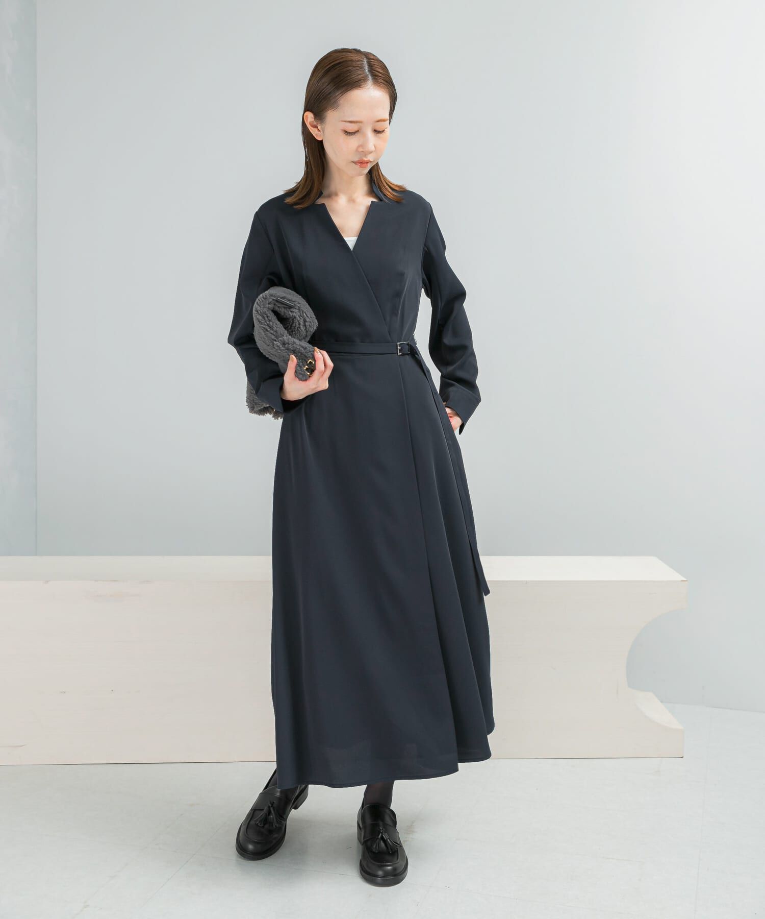 URBAN RESEARCH ROSSO「ベルトデザインカシュクールワンピース」|ワンピース|ロイヤルブルー