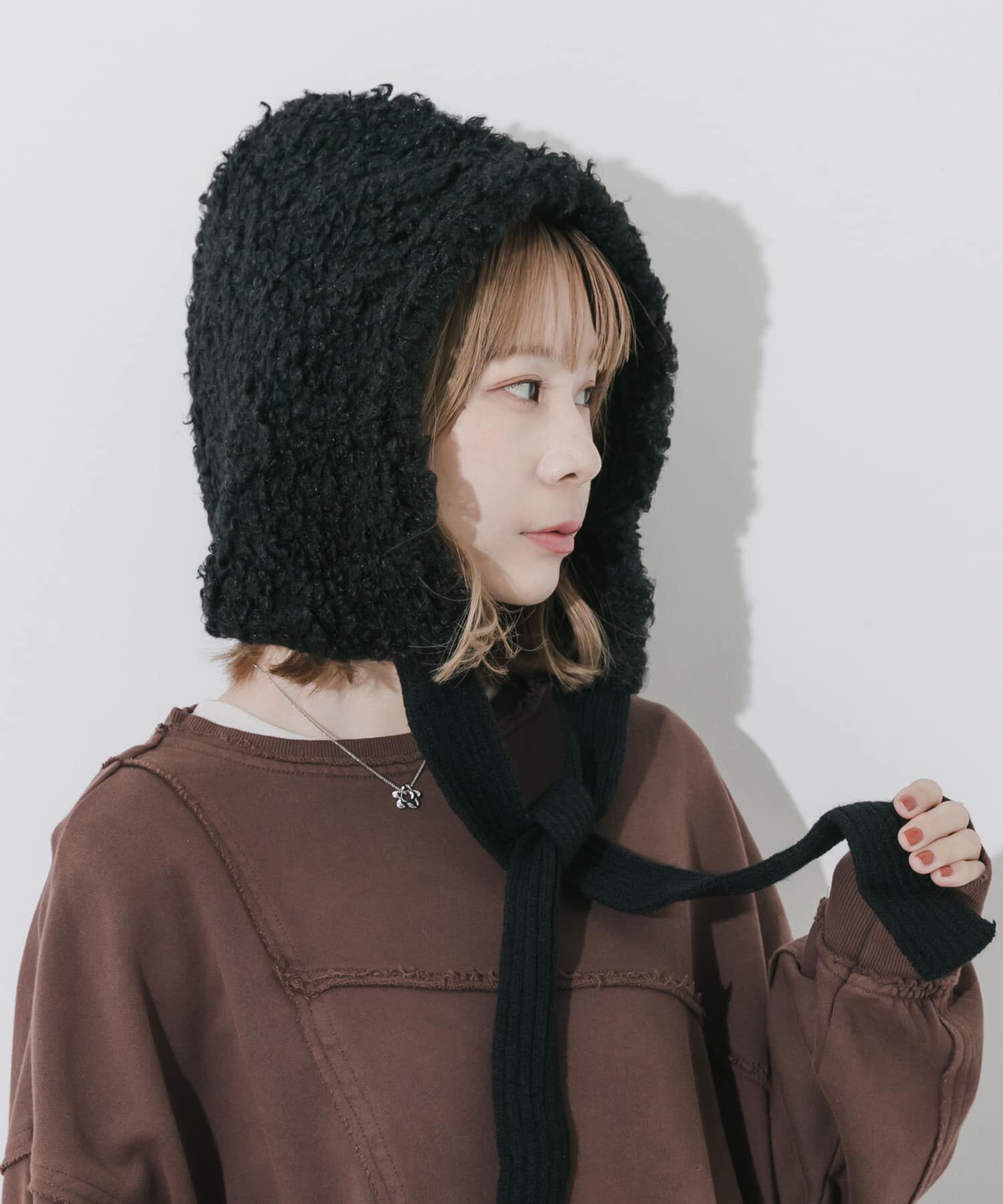 SMELLY「ループボアボンネット」|ニット帽|