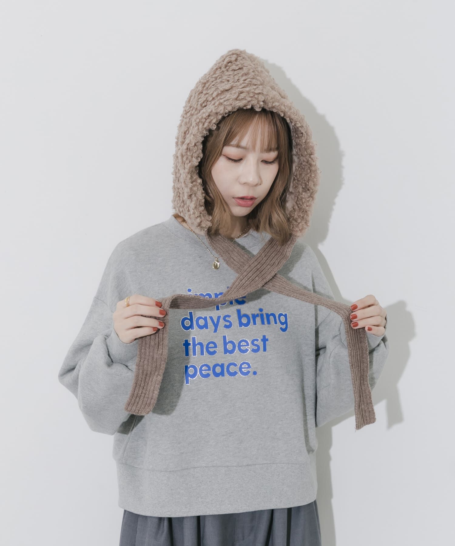 SMELLY「ループボアボンネット」|ニット帽|