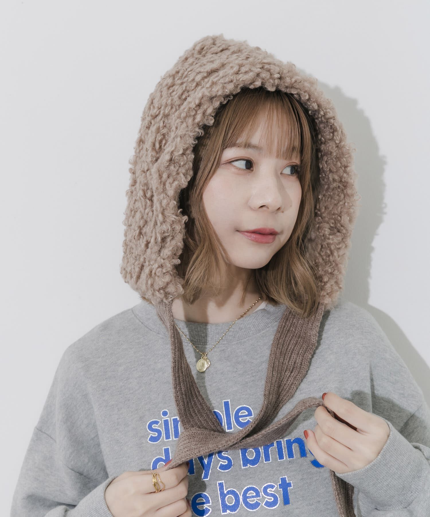 SMELLY「ループボアボンネット」|ニット帽|