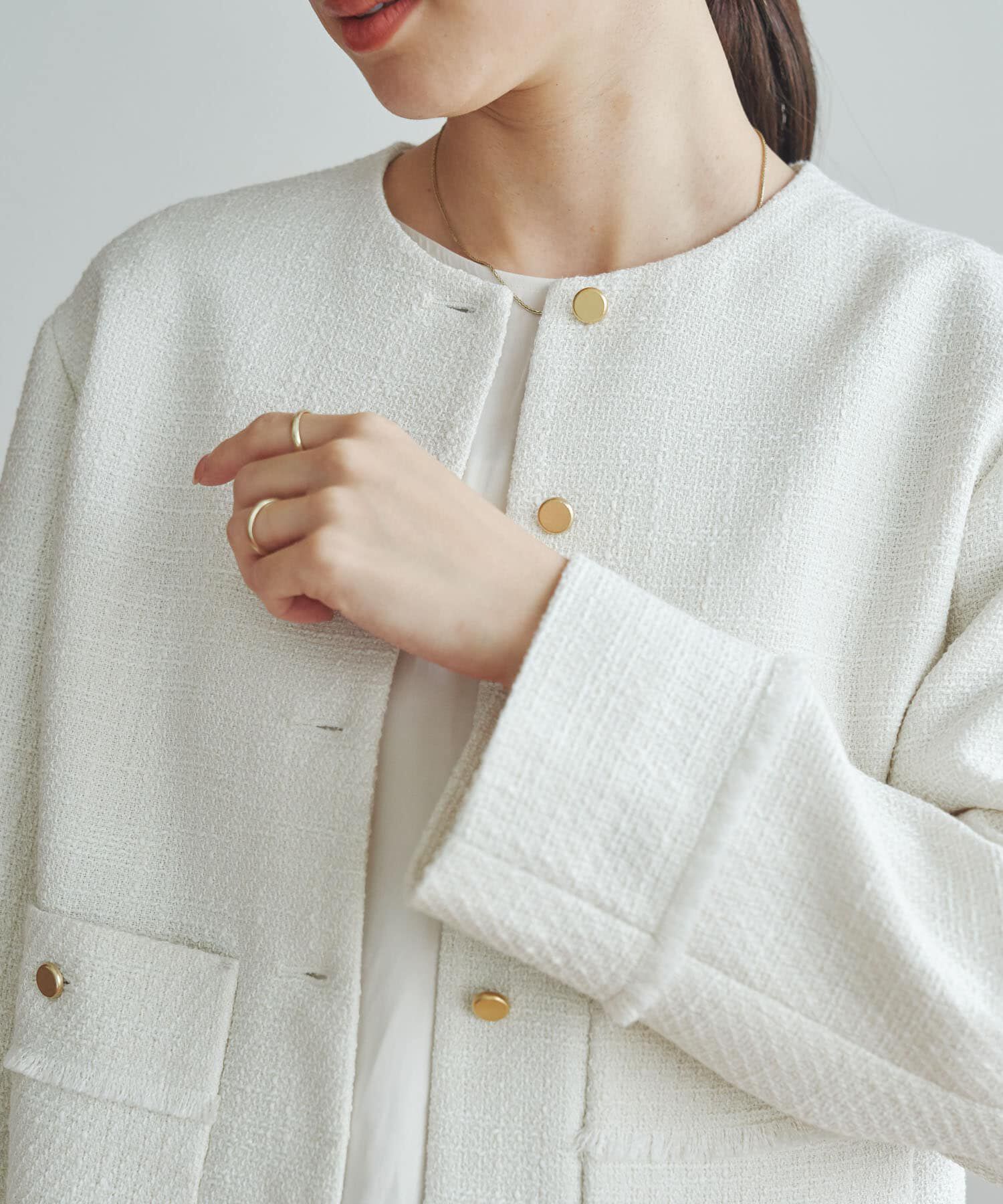 URBAN RESEARCH「ノーカラーツイードジャケット」|ノーカラージャケット|