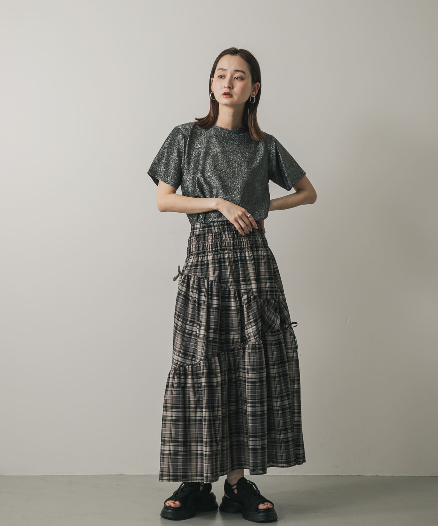 SENSE OF PLACE by URBAN RESEARCH「クルーネックラメTシャツ(半袖)」|Tシャツ・カットソー|