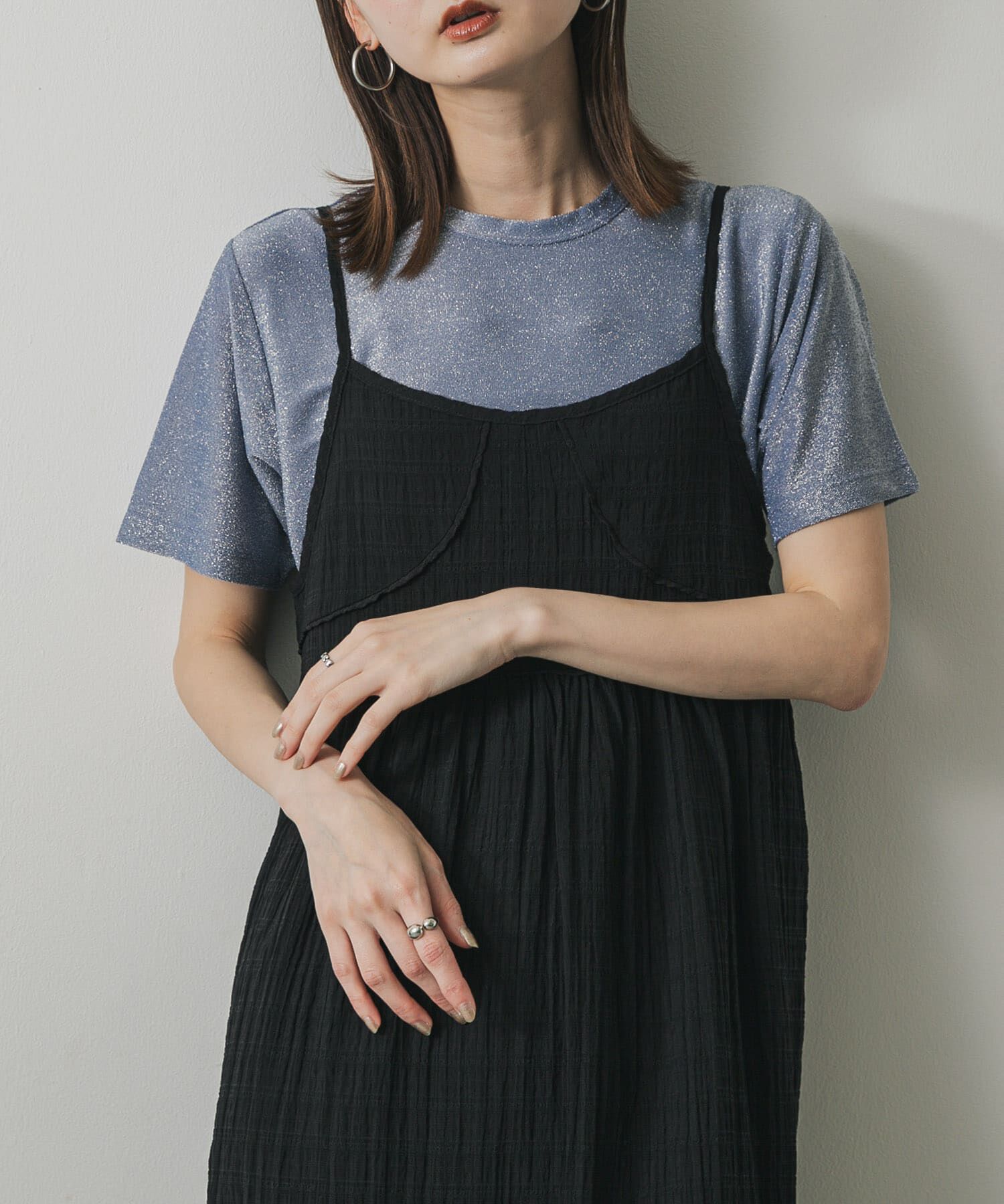 SENSE OF PLACE by URBAN RESEARCH「クルーネックラメTシャツ(半袖)」|Tシャツ・カットソー|ライトブルー