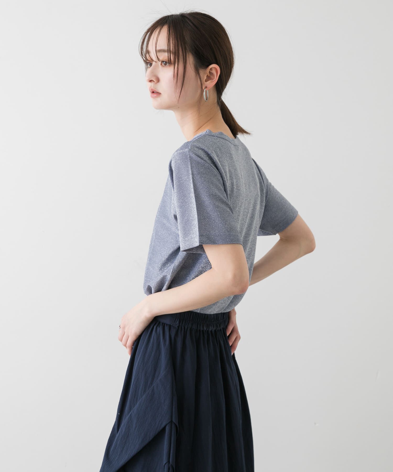 SENSE OF PLACE by URBAN RESEARCH「クルーネックラメTシャツ(半袖)」|Tシャツ・カットソー|