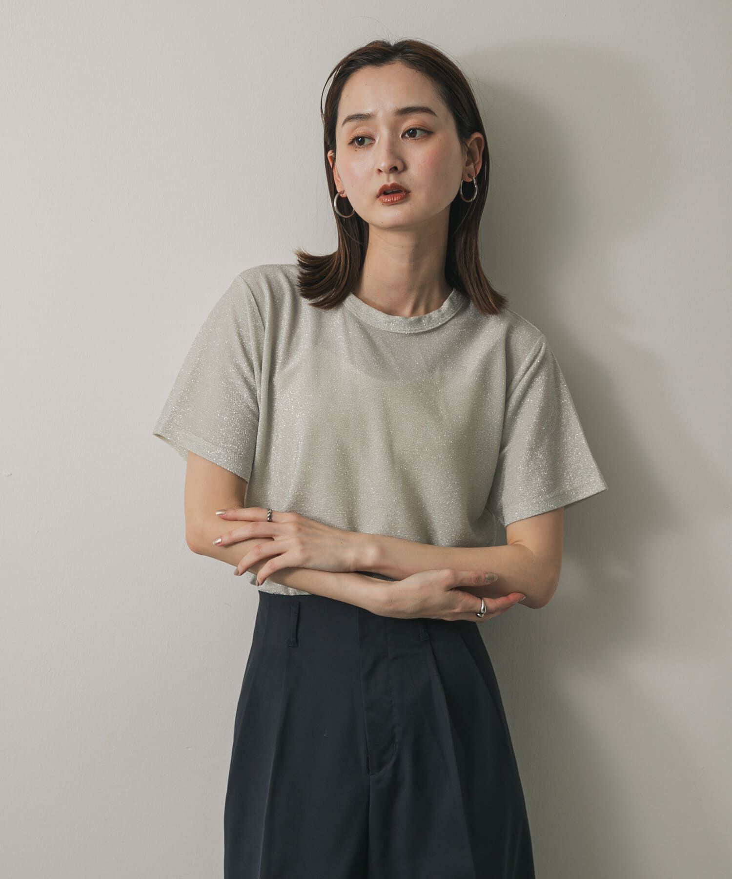 SENSE OF PLACE by URBAN RESEARCH「クルーネックラメTシャツ(半袖)」|Tシャツ・カットソー|